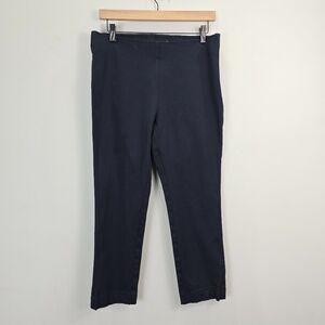 Lauren Ralph Lauren Black Label Crop Pants 10 Navy Blue Stretch Waistband Staple